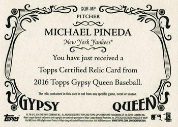 2016 Topps Gypsy Queen - Relic #GQR-MP Michael Pineda Back
