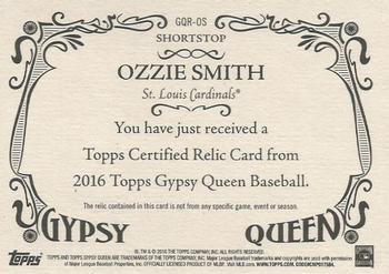 2016 Topps Gypsy Queen - Relic #GQR-OS Ozzie Smith Back