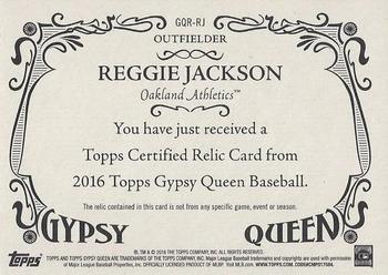 2016 Topps Gypsy Queen - Relic #GQR-RJ Reggie Jackson Back