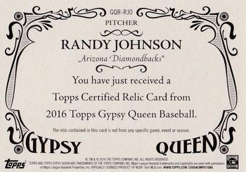 2016 Topps Gypsy Queen - Relic #GQR-RJO Randy Johnson Back