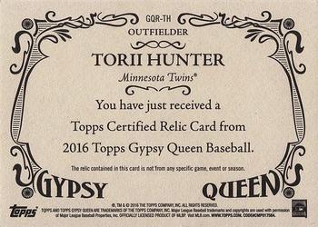 2016 Topps Gypsy Queen - Relic #GQR-TH Torii Hunter Back