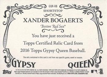 2016 Topps Gypsy Queen - Relic #GQR-XB Xander Bogaerts Back
