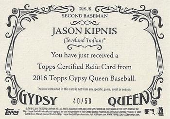 2016 Topps Gypsy Queen - Relic Gold #GQR-JK Jason Kipnis Back