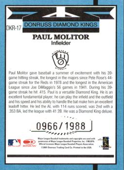 2001 Donruss - Diamond Kings Reprints #DKR-17 Paul Molitor Back