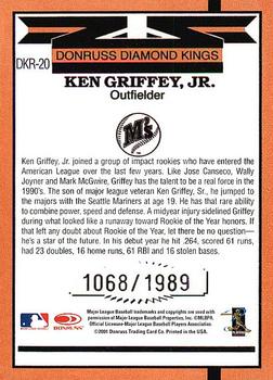 2001 Donruss - Diamond Kings Reprints #DKR-20 Ken Griffey Jr. Back