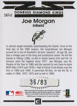 2001 Donruss - Diamond Kings Reprints Autographs #DKR-8 Joe Morgan Back