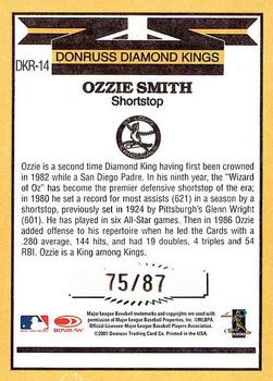 2001 Donruss - Diamond Kings Reprints Autographs #DKR-14 Ozzie Smith Back