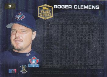 1998 Topps Stars ‘N Steel #9 Roger Clemens Back