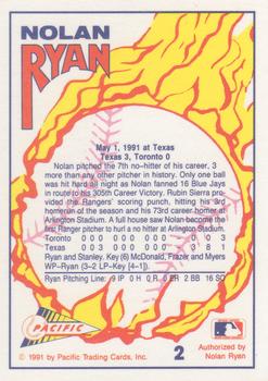 1991 Pacific Nolan Ryan Texas Express I - 7th No Hitter Gold #2 Nolan Ryan Back
