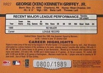 2001 Donruss - Rookie Reprints #RR27 Ken Griffey Jr. Back