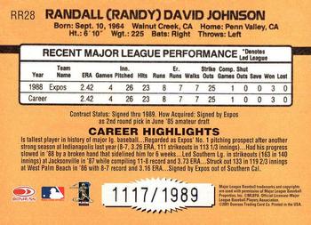 2001 Donruss - Rookie Reprints #RR28 Randy Johnson Back