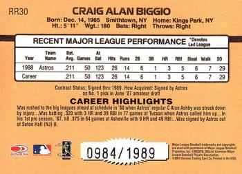 2001 Donruss - Rookie Reprints #RR30 Craig Biggio Back