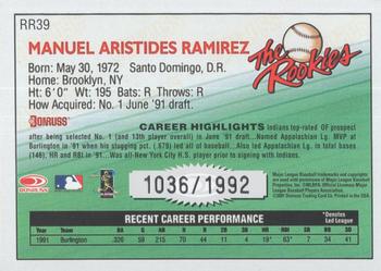 2001 Donruss - Rookie Reprints #RR39b Manny Ramirez Back