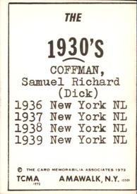 1972 TCMA The 1930's #NNO Dick Coffman Back