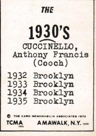 1972 TCMA The 1930's #NNO Anthony Cuccinello Back
