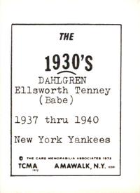 1972 TCMA The 1930's #NNO Babe Dahlgren Back