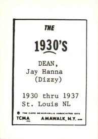 1972 TCMA The 1930's #NNO Dizzy Dean Back