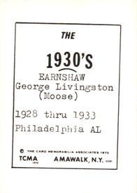 1972 TCMA The 1930's #NNO George Earnshaw Back