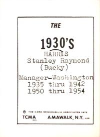 1972 TCMA The 1930's #NNO Bucky Harris Back