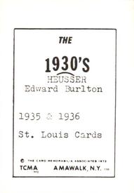 1972 TCMA The 1930's #NNO Edward Heusser Back