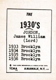 1972 TCMA The 1930's #NNO James Jordan Back