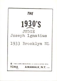 1972 TCMA The 1930's #NNO Joseph Judge Back