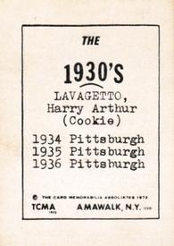 1972 TCMA The 1930's #NNO Cookie Lavagetto Back