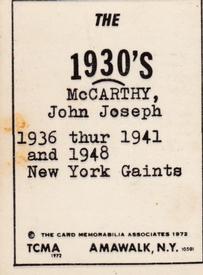 1972 TCMA The 1930's #NNO John McCarthy Back