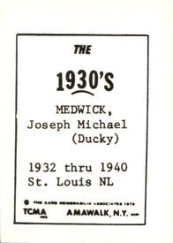 1972 TCMA The 1930's #NNO Joe Medwick Back