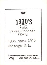 1972 TCMA The 1930's #NNO Ken O'Dea Back