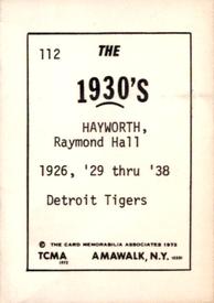 1972 TCMA The 1930's #112 Raymond Hayworth Back