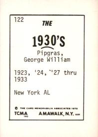 1972 TCMA The 1930's #122 George Pipgras Back