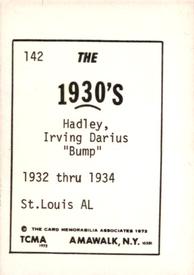 1972 TCMA The 1930's #142 Bump Hadley Back