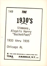 1972 TCMA The 1930's #149 Al Simmons Back