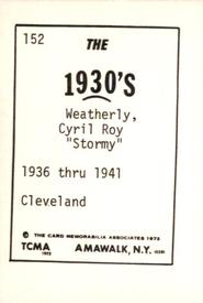 1972 TCMA The 1930's #152 Roy Weatherly Back