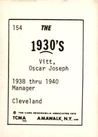 1972 TCMA The 1930's #154 Oscar Vitt Back