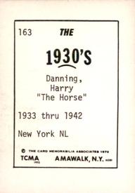 1972 TCMA The 1930's #163 Harry Danning Back