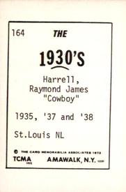 1972 TCMA The 1930's #164 Ray Harrell Back