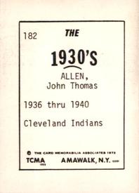 1972 TCMA The 1930's #182 John Allen Back