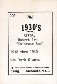 1972 TCMA The 1930's #209 Bob Seeds Back