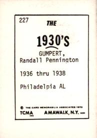 1972 TCMA The 1930's #227 Randy Gumpert Back