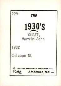 1972 TCMA The 1930's #229 Marv Gudat Back