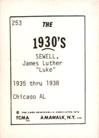 1972 TCMA The 1930's #253 Luke Sewell Back
