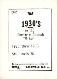 1972 TCMA The 1930's #262 Mike Ryba Back