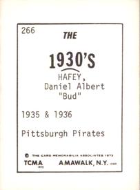 1972 TCMA The 1930's #266 Bud Hafey Back