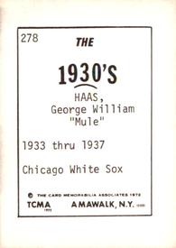 1972 TCMA The 1930's #278 Mule Haas Back