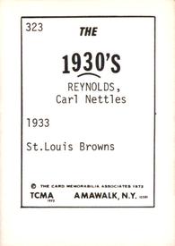 1972 TCMA The 1930's #323 Carl Reynolds Back