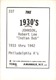 1972 TCMA The 1930's #337 Bob Johnson Back
