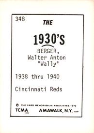 1972 TCMA The 1930's #348 Wally Berger Back