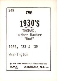 1972 TCMA The 1930's #349 Bud Thomas Back